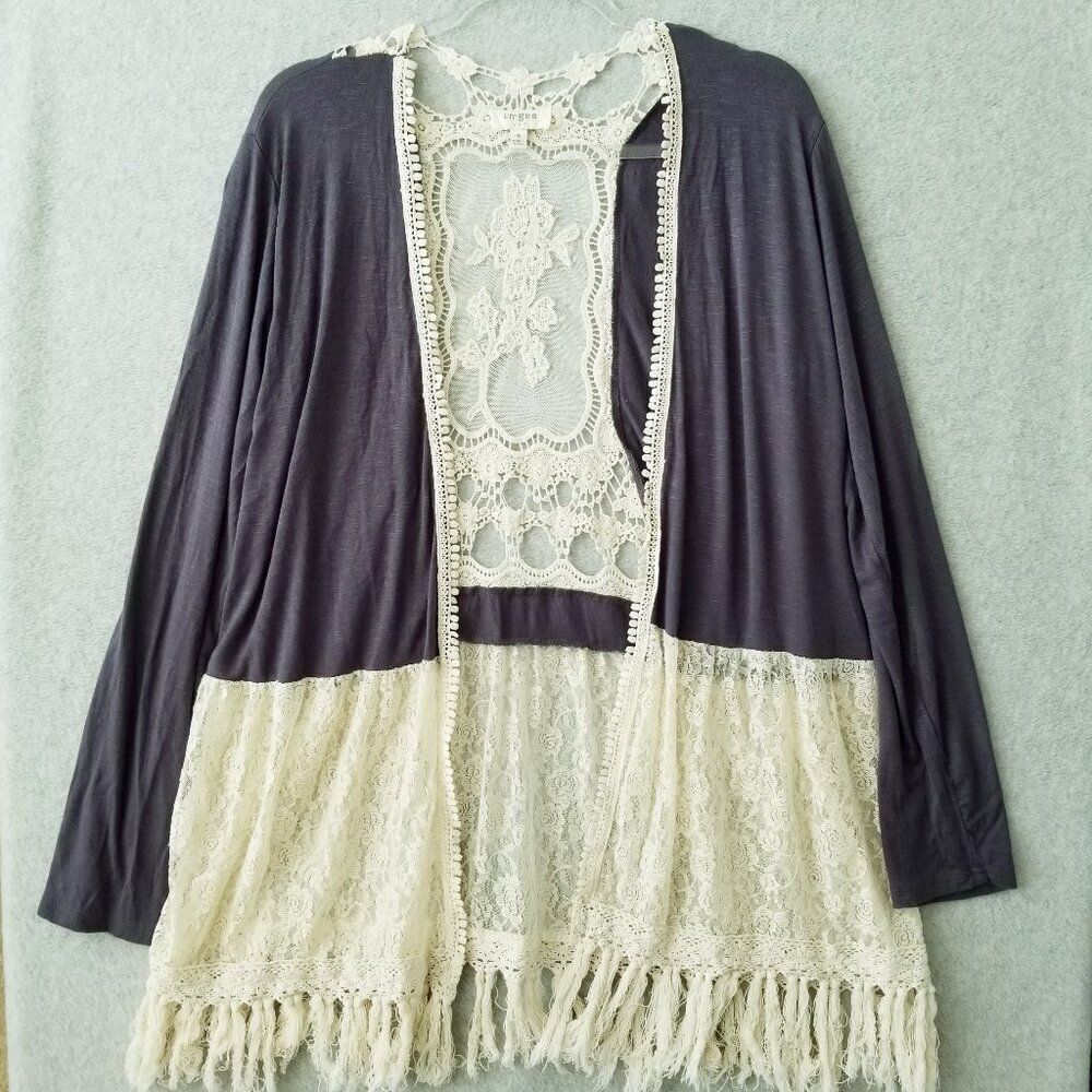 Umgee M Kimono Boho Cottagecore Fairy Lace Crochet Duster Cardigan Festival